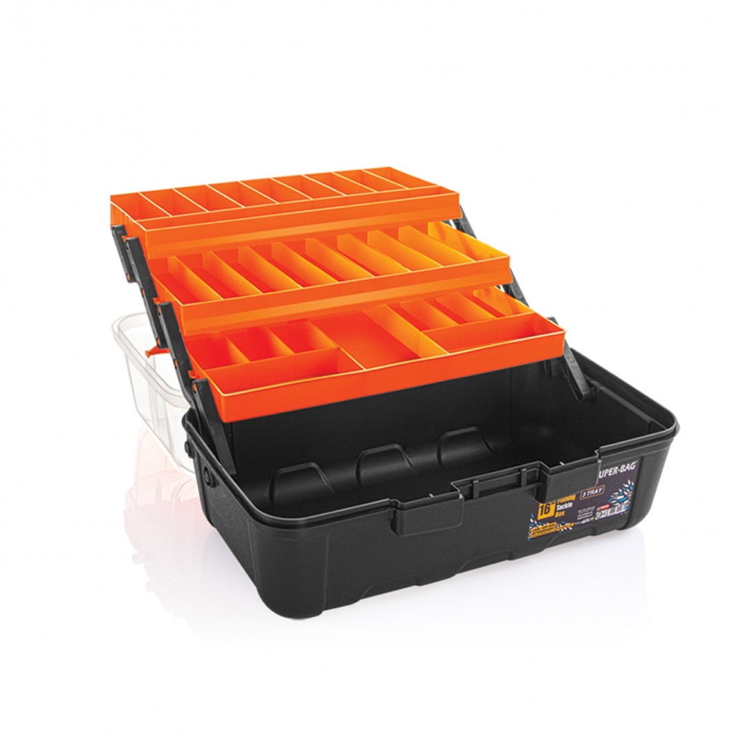 Super-bag 16” Takım Çantası 3 Raflı Hırdavat Çivi  (şeffaf) Asr-5038