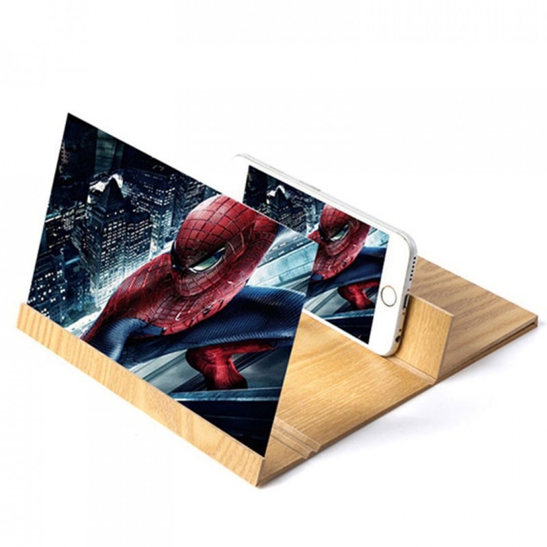 3d Ahşap Masaüstü 12" Cep Telefonu Ekran Büyüteci Sinema Video Keyfi