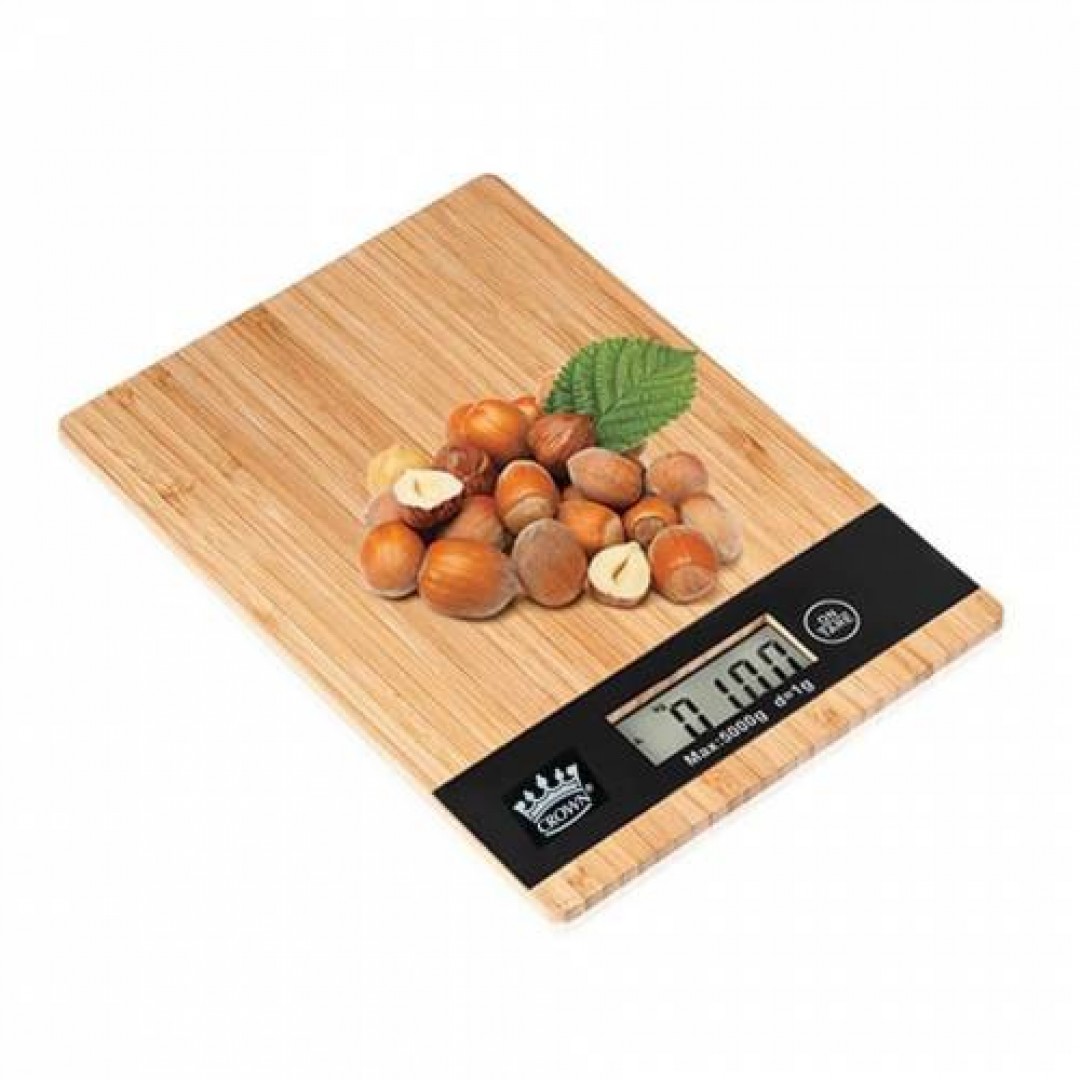 Crown Dijital Lcd Mutfak Tartısı Terazisi 5kg Bambu Desenli