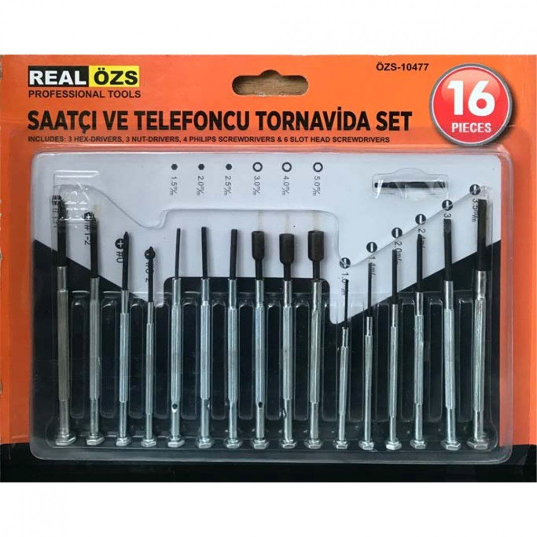 Real Özs Saatçi Ve Telefoncu Tornavida Seti 16 Parça