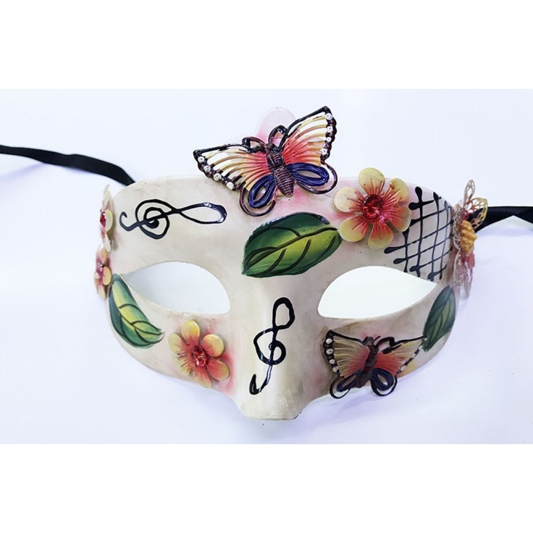 Yaprak Modelli Kelebek İşlemeli Yılbaşı Parti Maskesi Kırmızı Renk