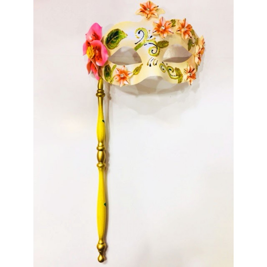 Sopalı Tutmalı Venedik Maskesi Pembe