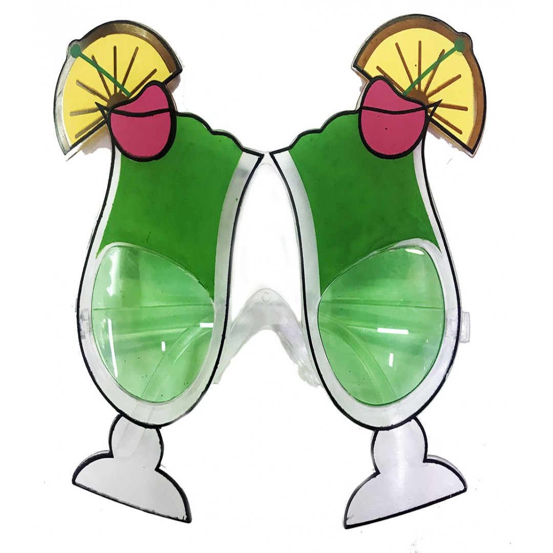 Yeşil Renk Kokteyl Temalı Yılbaşı Parti Gözlüğü