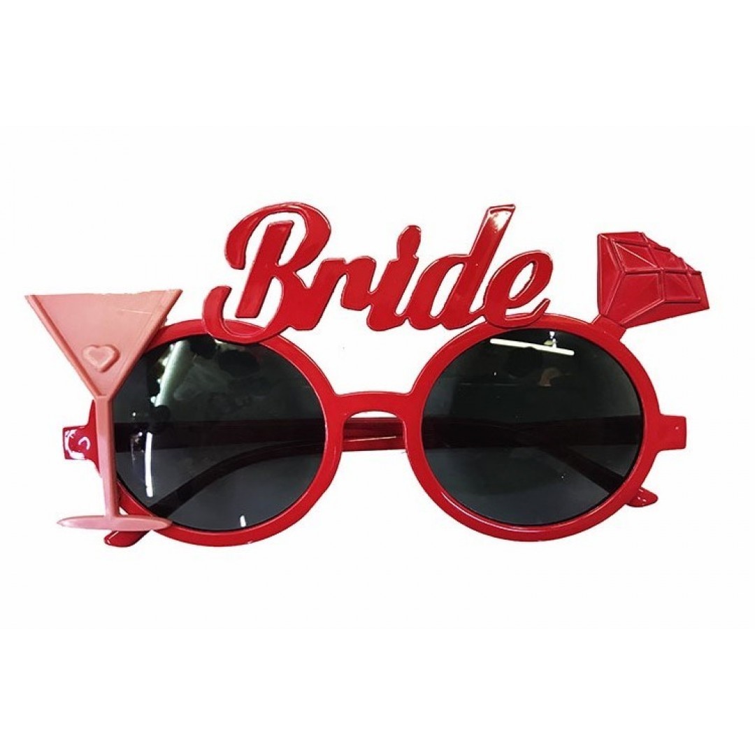Kırmızı Renk Bride Yazılı Bekarlığa Veda Partisi Gelin Gözlüğü