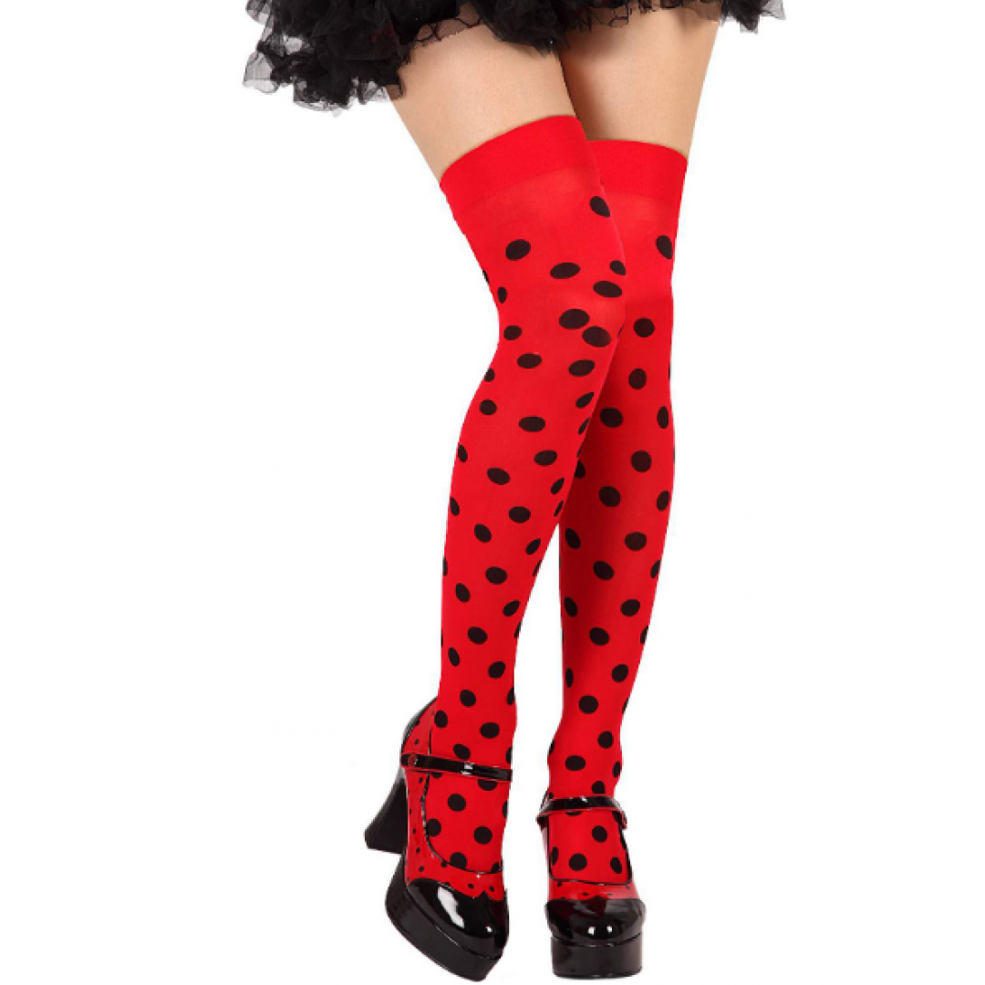 Kırmızı Üzeri Siyah Puantiyeli Halloween Partisi Çorabı 1 Çift