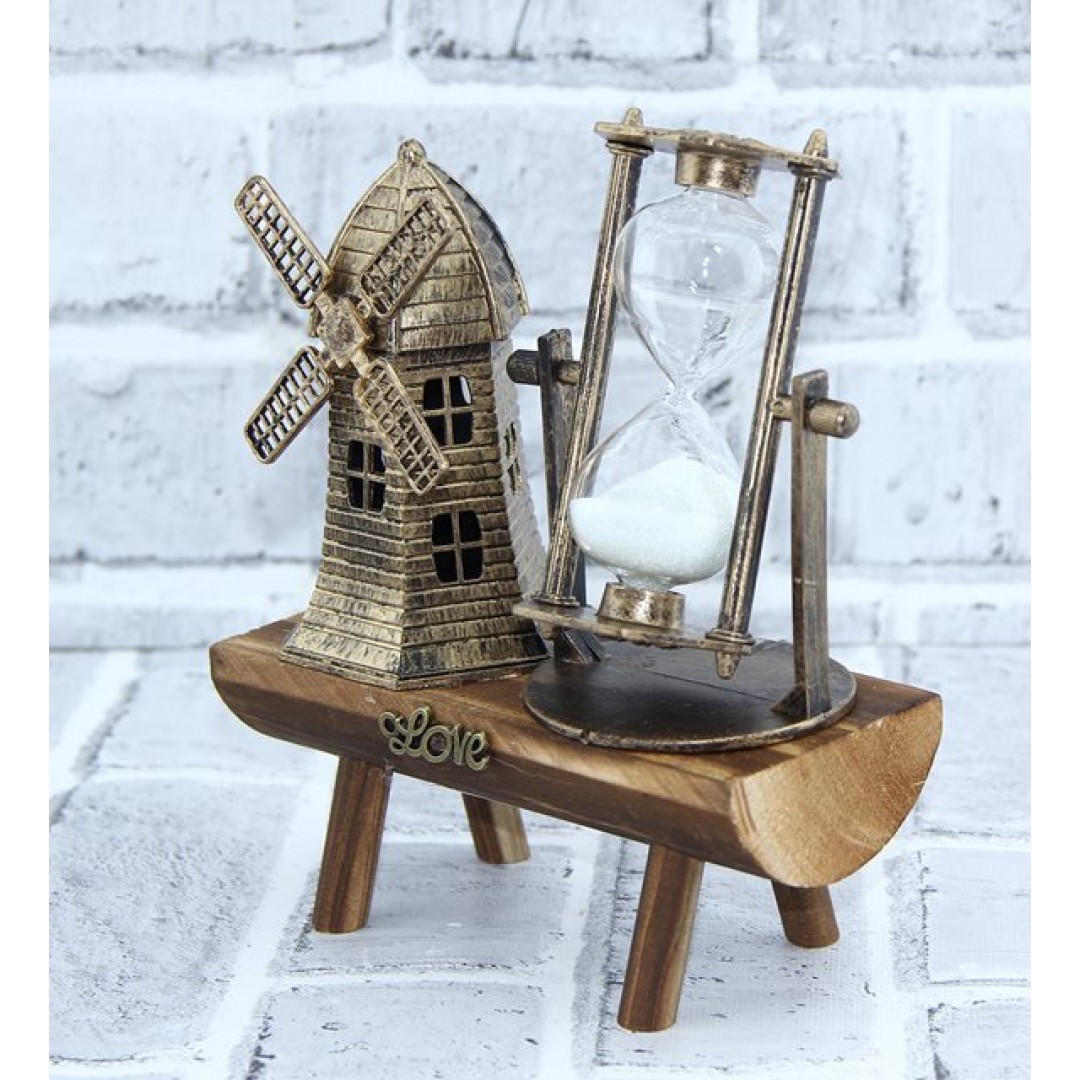 Yel Değirmeni Ahşap Kum Saati Hediyelik