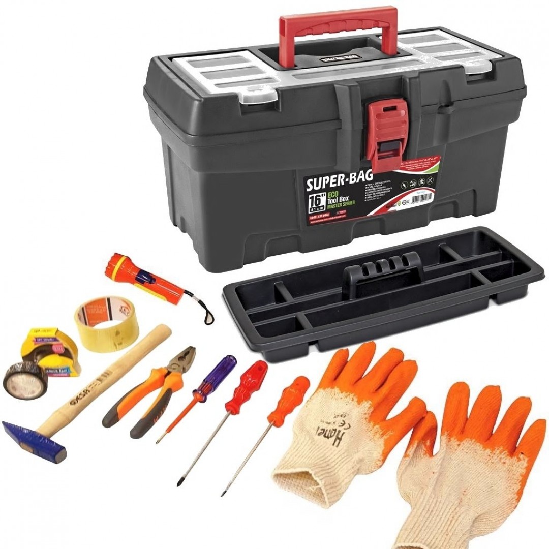 Takım Çantalı El Aletleri Seti Pense Fener Tornavida Çekiç Bant