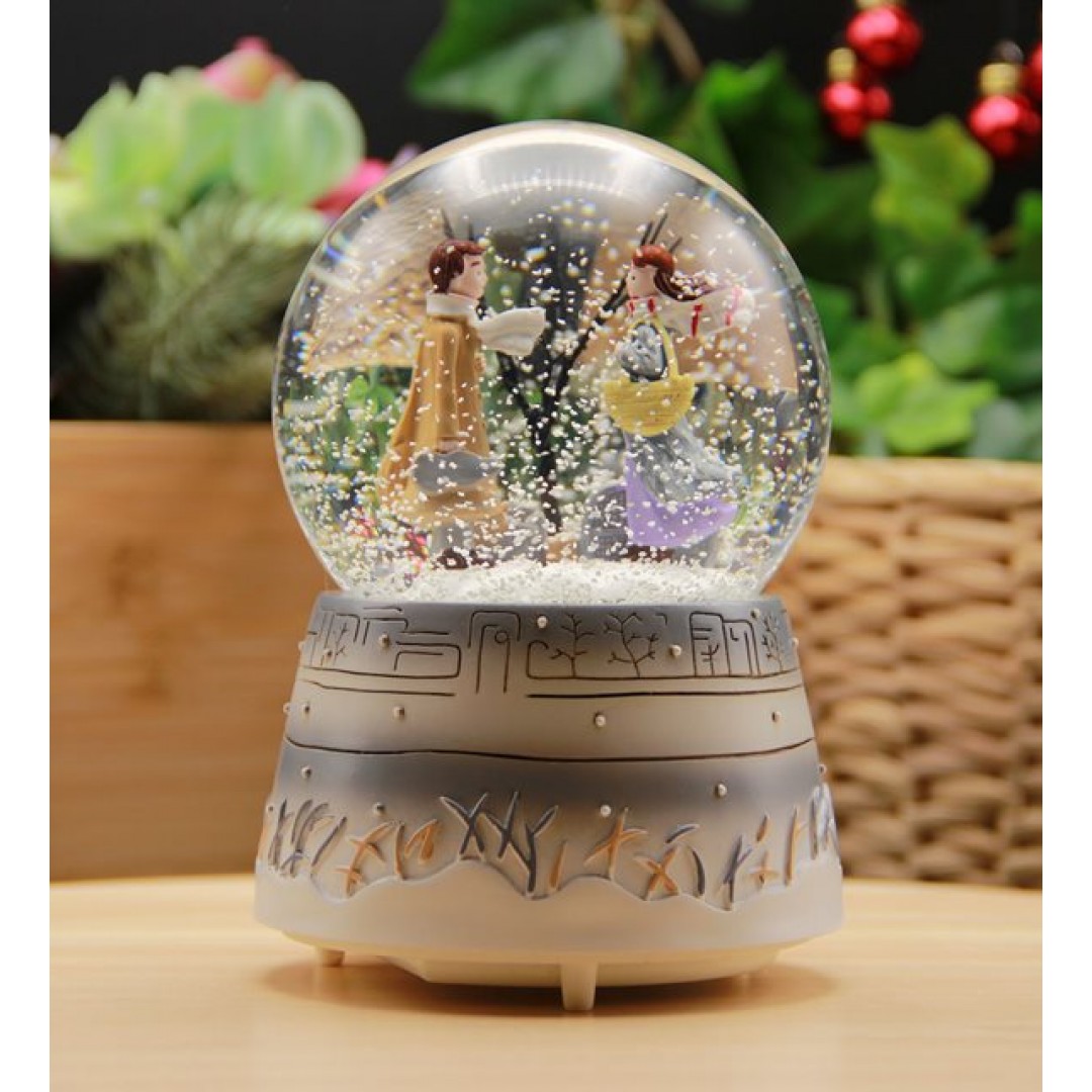 Kış Masalı Gri Sevgili Kar Küresi Otomatik Müzikli & Işıklı (büyük Boy)