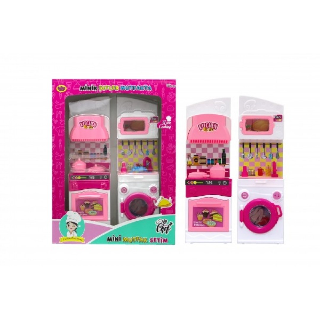 Minik Şefler Mutfakta Bebeksiz 2'li Oyuncak Fırın Çamaşır Makinesi Mutfak Seti