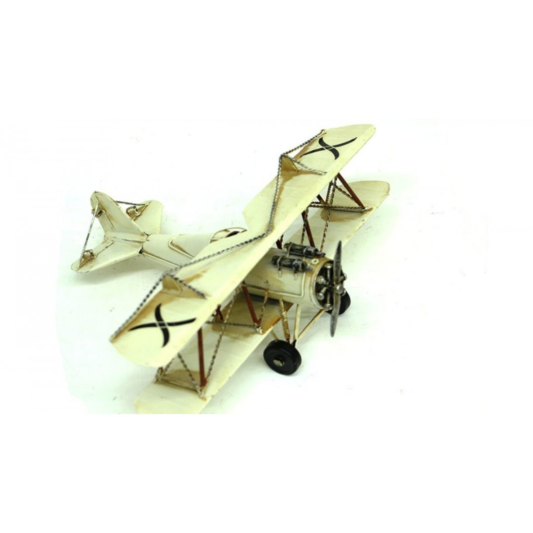 Nostaljik Vintage Tarz Dekoratif Metal Çift Kanatlı Keşif Uçağı
