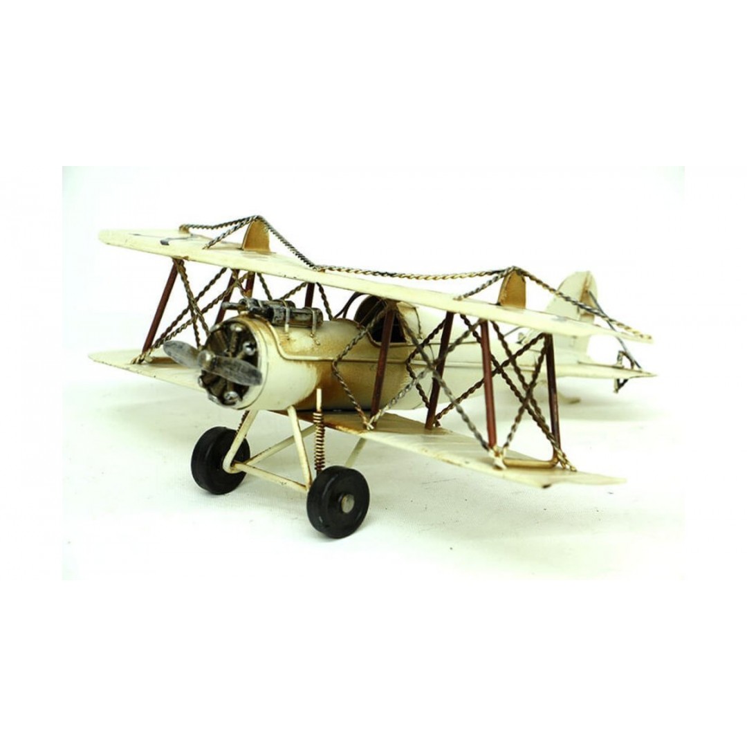 Nostaljik Vintage Tarz Dekoratif Metal Çift Kanatlı Keşif Uçağı