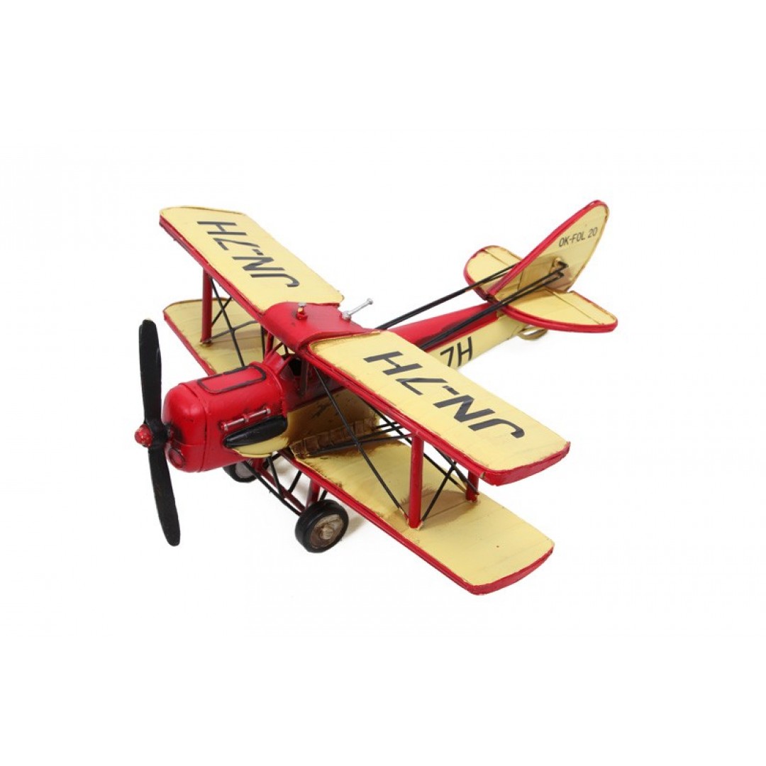 Nostaljik Vintage Tarz Dekoratif Metal Çift Kanatlı Savaş Uçağı