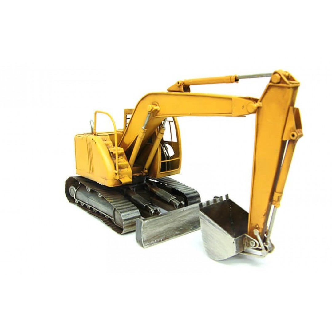 Nostaljik Vintage Dekoratif Metal Ekskavatör İş Makinesi