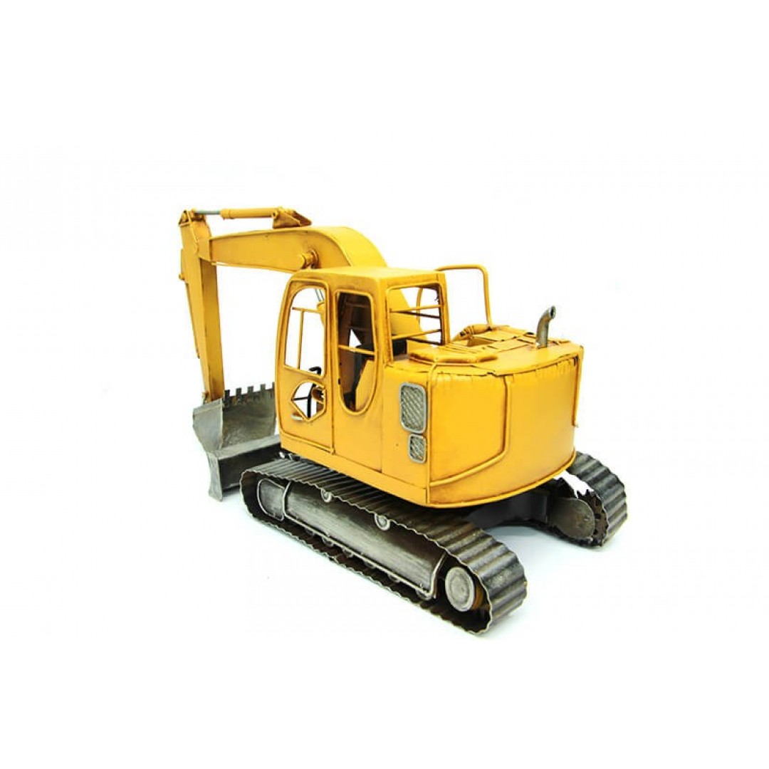 Nostaljik Vintage Dekoratif Metal Ekskavatör İş Makinesi