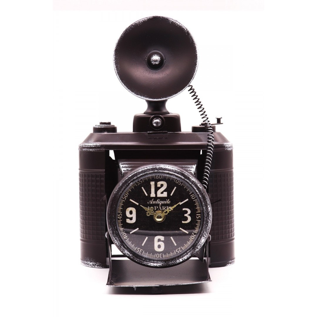 Dekoratif Metal Foto Makinesi Şeklnde Saat