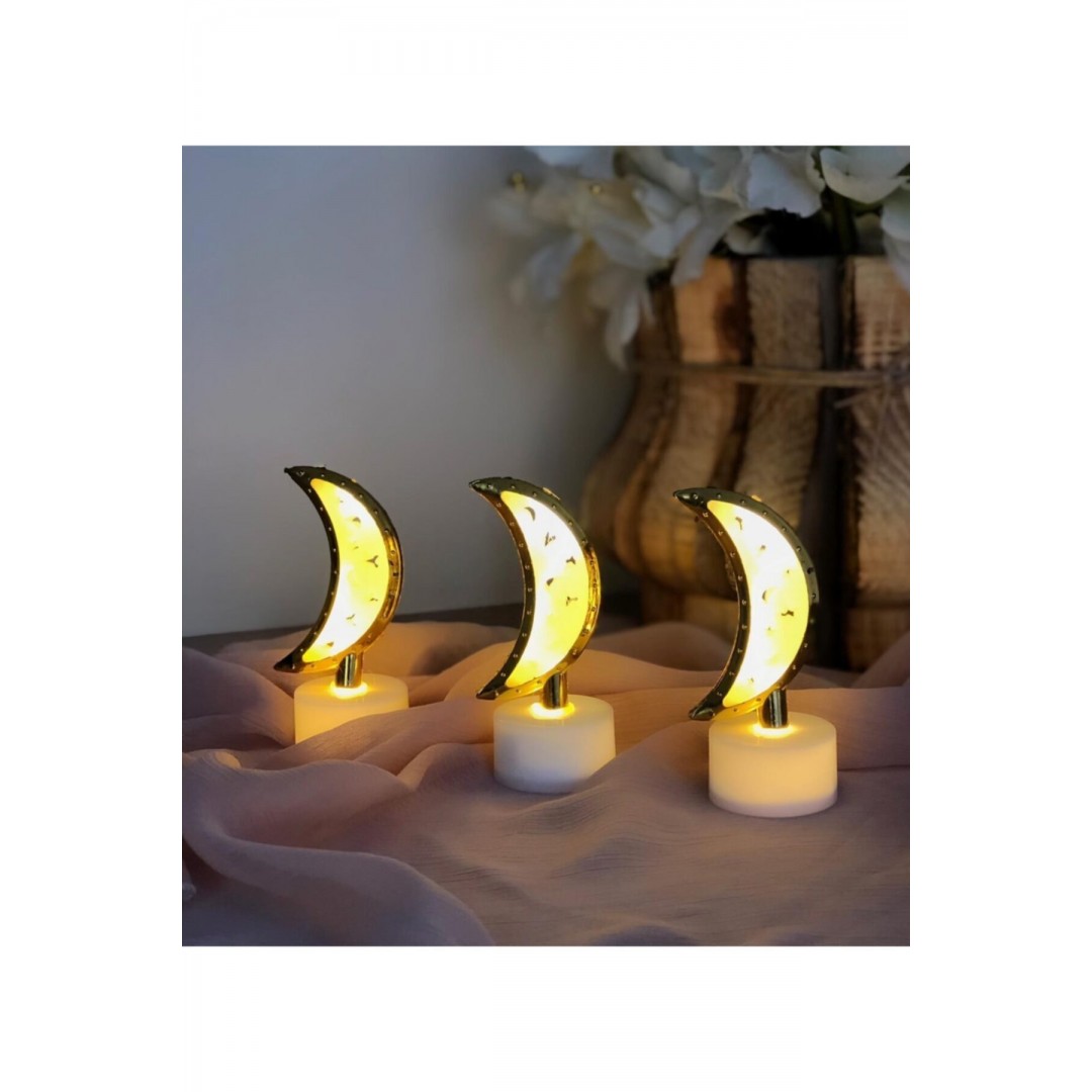 Ay Model Portatif Pilli Mini Gece Ve Masa Dekor Lambası (1 Adet)
