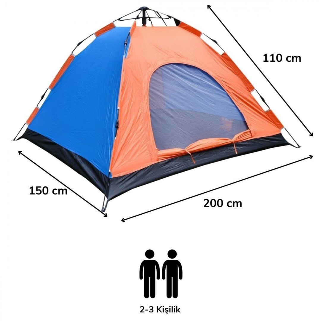 Otomatik Kurulumlu Su Geçirmez Tavan Taban Kamp Çadırı (150x200)