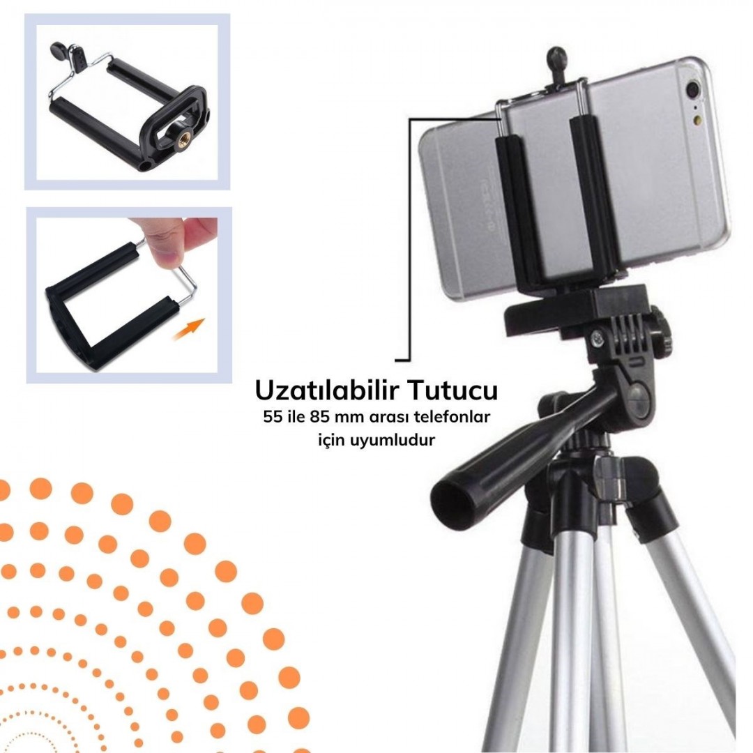 360 Derece Ayarlanabilir Katlanabilir Profesyonel Çekime Uygun 65 Cm Ayaklı Tripod