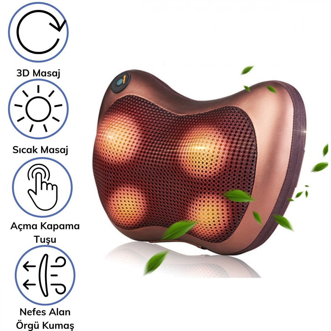 Çift Motorlu Titreşimli 8 Toplu Yoğurmalı Isıtmalı Bel  Boyun Ayak Sırt Omuz Masaj Aleti