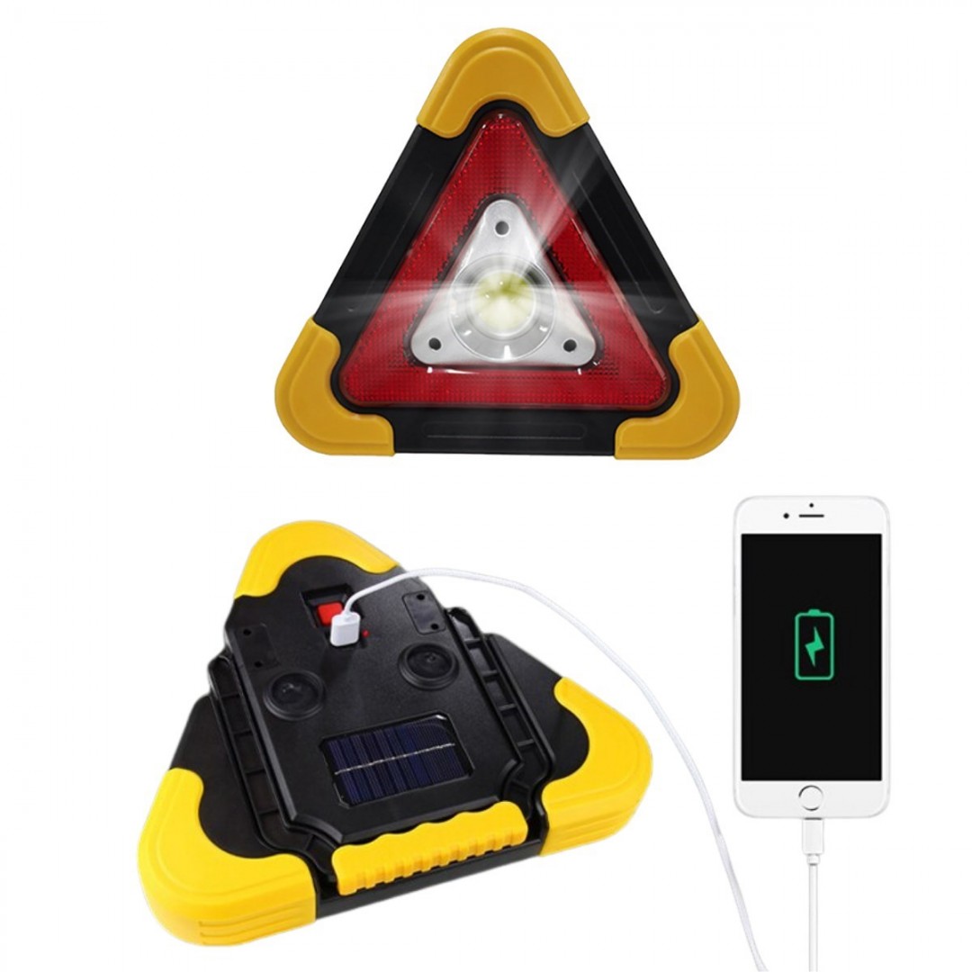 Işıklı İkaz Lambası Şarjlı Usb Kablolu Güneş Enerjili Çok Amaçlı Reflektör