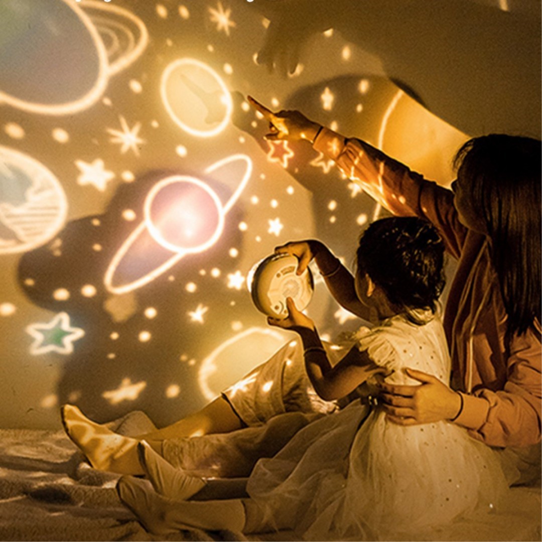 6 Fonksiyonlu Renkli Döner Usbli Gece Lambası Gökyüzü Projeksiyonlu Dekor Aydınlatma