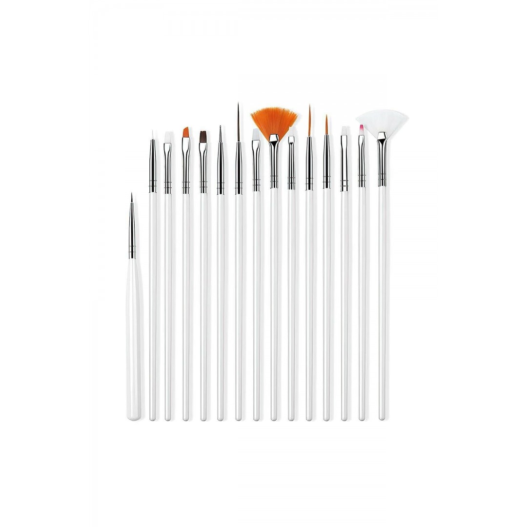 15 Li Tasarım Ve Boyama Tırnak Desen Süs Fırçası (beyaz)