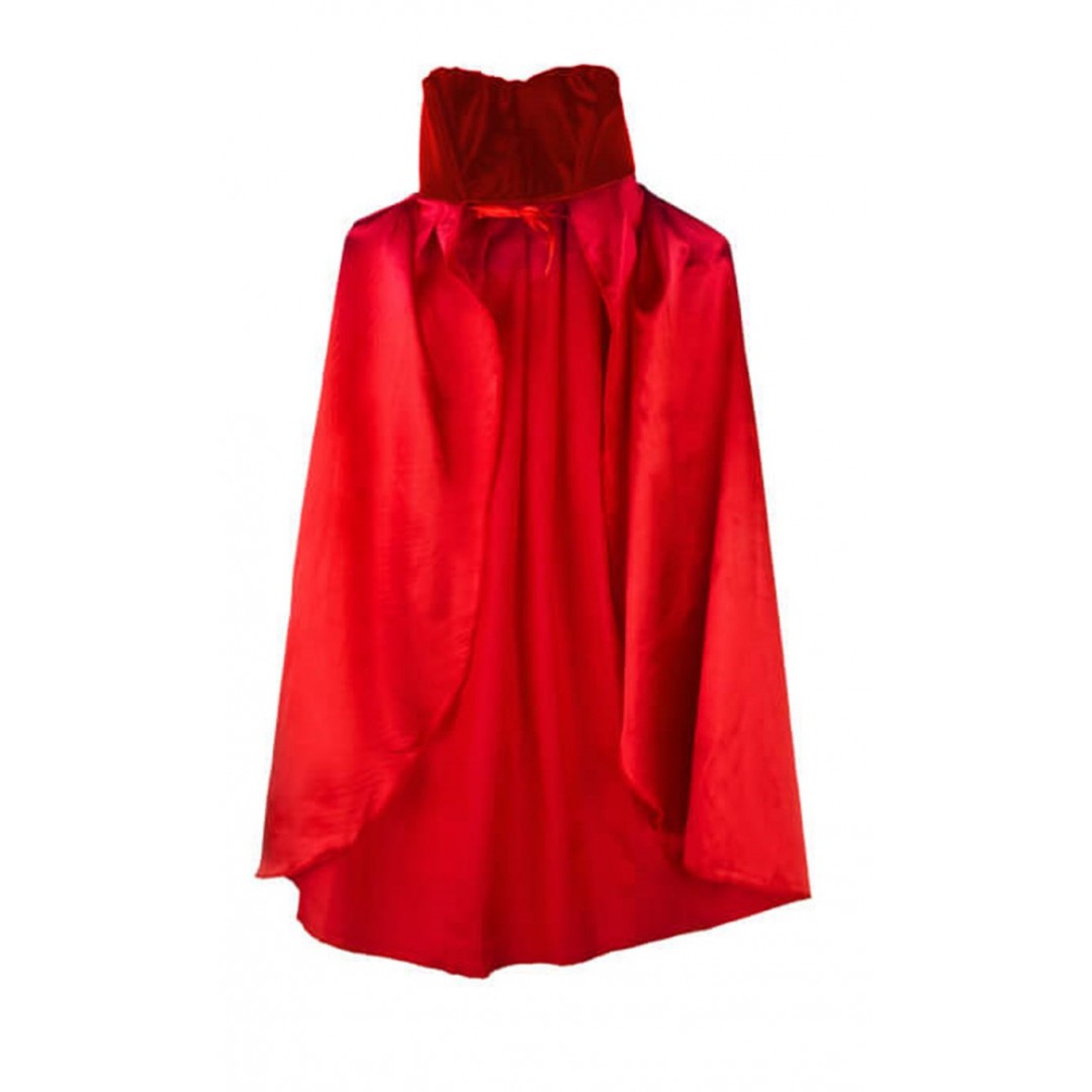 Kırmızı Renk Yakalı Halloween Pelerin 90 Cm