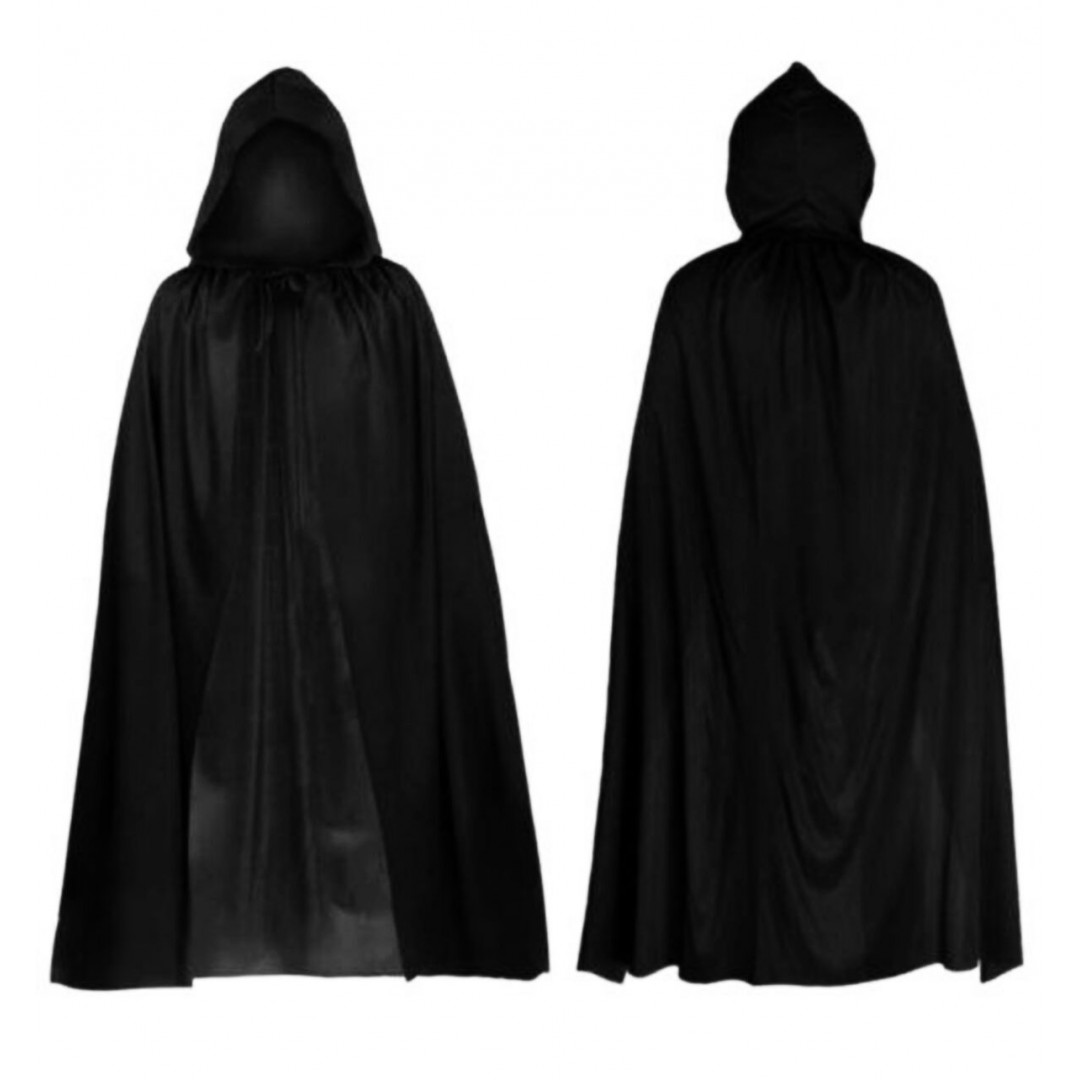 Cadılar Bayramı Kapişonlu Pelerin Siyah 90 Cm