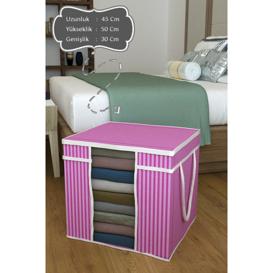 3lü Paket Maxi Boy Pencereli Hurç Çok Amaçlı Düzenleyici Saklama Kutusu 30x45x50 Cm 0036