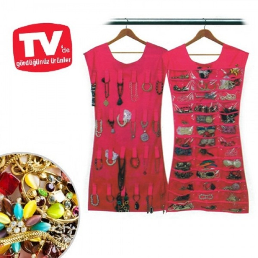 Çift Traflı Elbise Şeklinde Takı Organizeri (pembe)