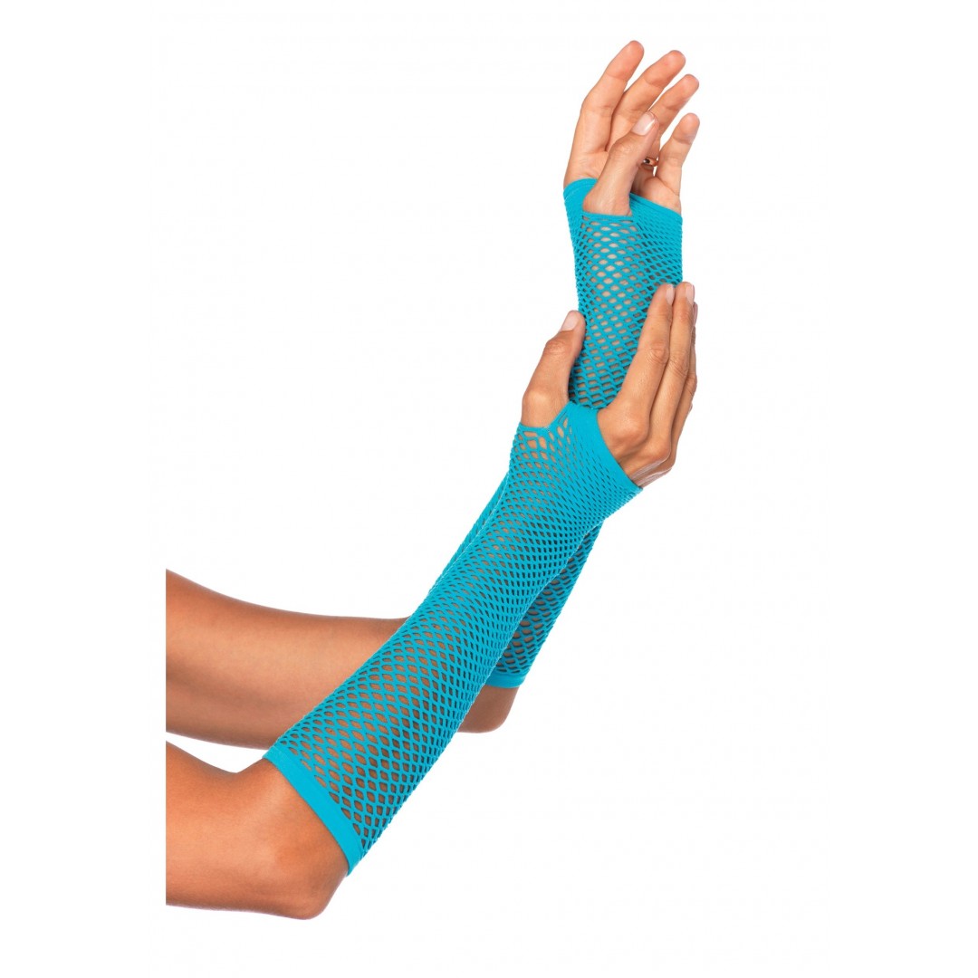 Uzun File Örgü Eldiven Turkuaz Renk