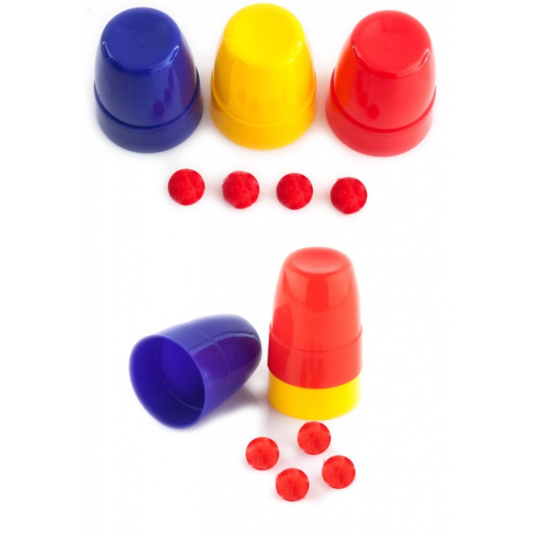 Kırmızı Top Kaybeden Renkli Kupalar Sihir Oyunu Sihir Malzemesi