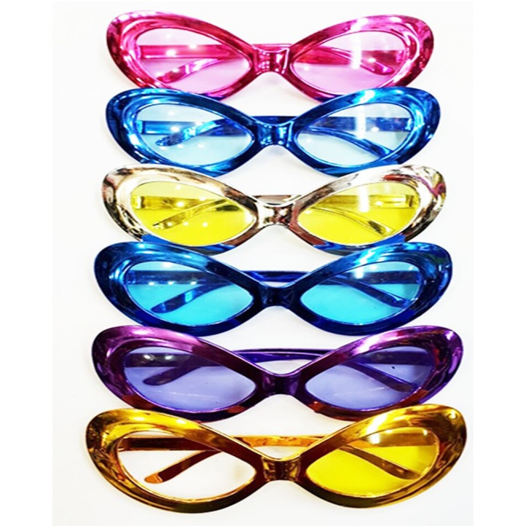 Metalize Yeşilçam 80 Li 90 Lı Yıllar Parti Gözlüğü 6 Renk 15x7 Cm