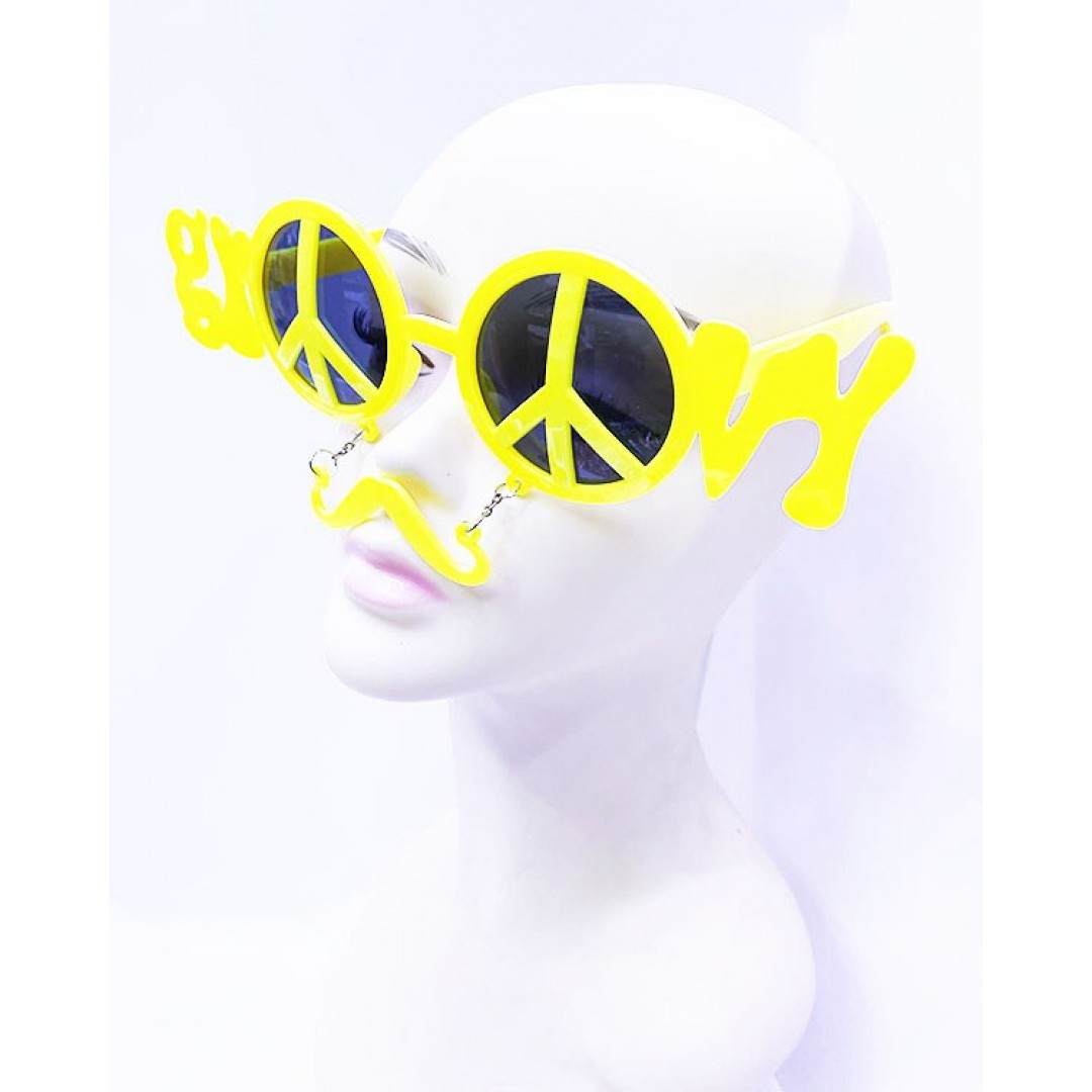 Sarı Renk Groom Yazılı Bıyıklı Damat Gözlüğü 7x21 Cm