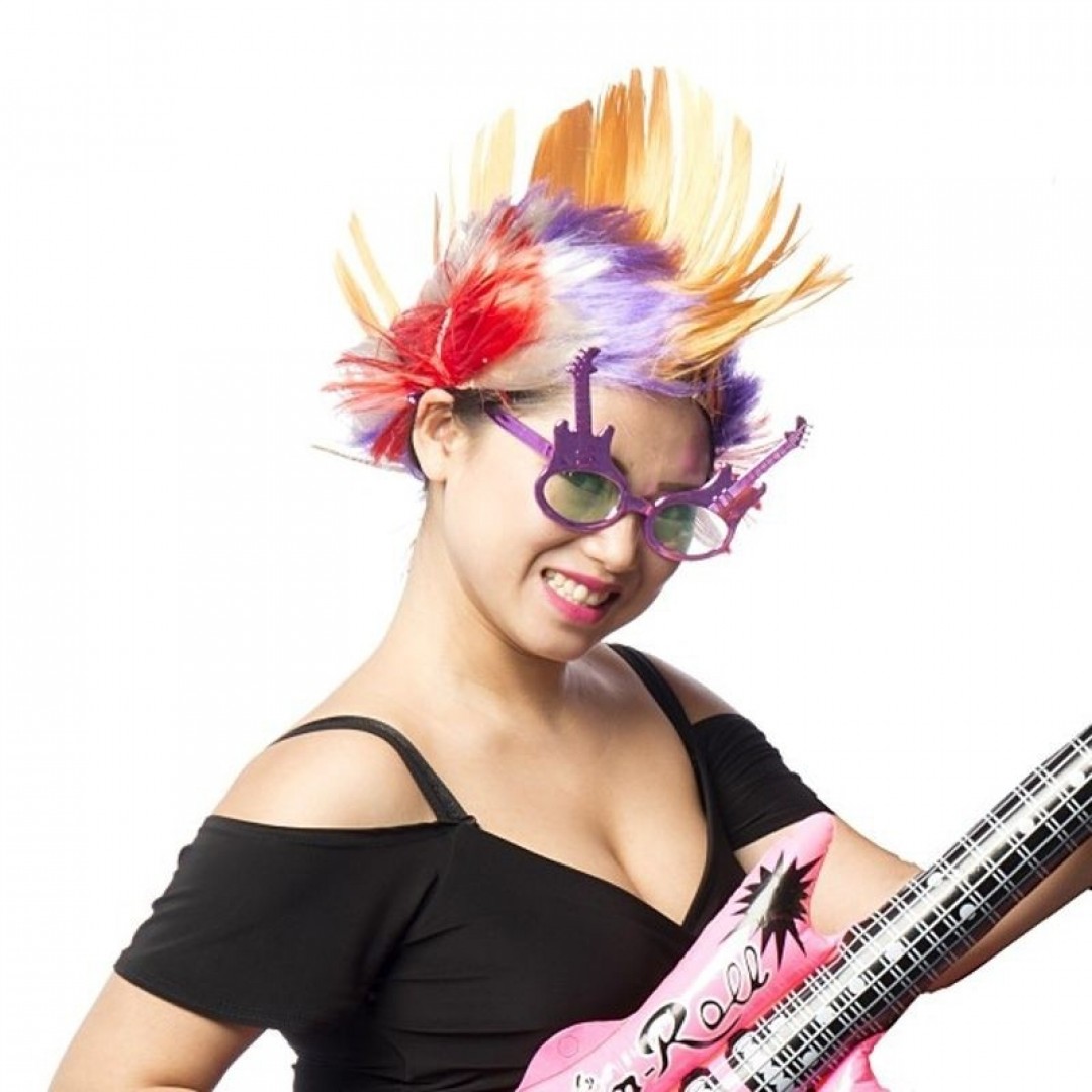 Rockn Roll Retro Gitar Şekilli Parti Gözlüğü Mor Renk