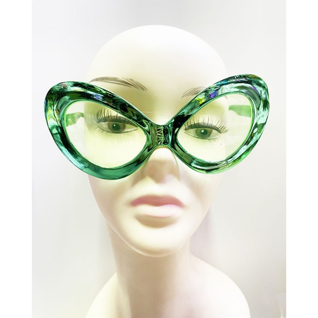 Metalize Yeşilçam 80 Li 90 Lı Yıllar Parti Gözlüğü Yeşil Renk 15x7 Cm