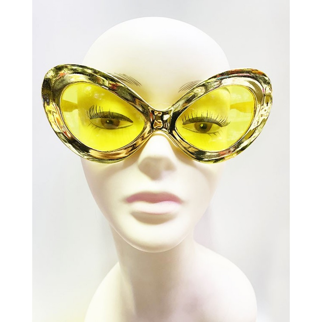 Metalize Yeşilçam 80 Li 90 Lı Yıllar Parti Gözlüğü Altın Renk 15x7 Cm