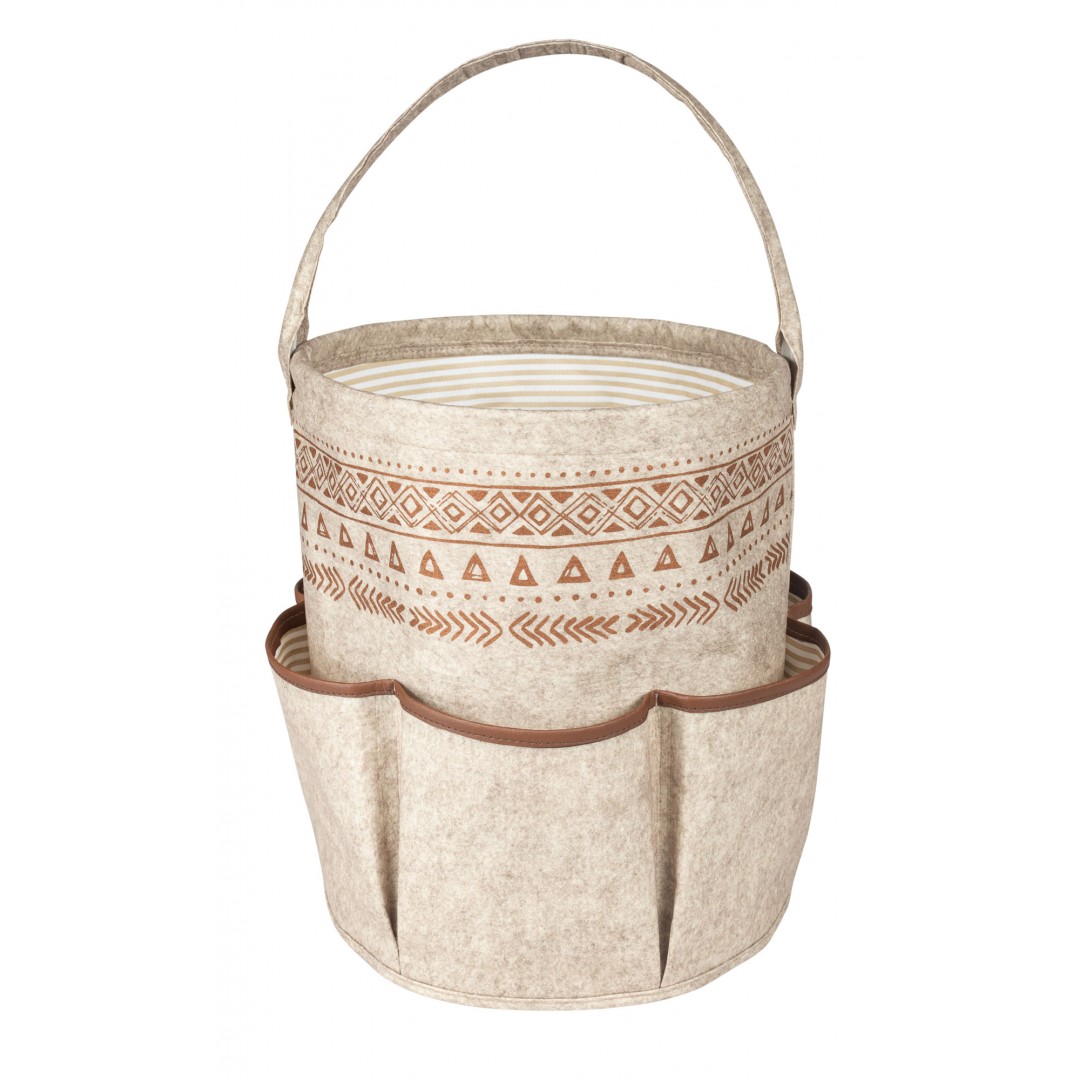 6 Cepli Deri Şeritli Yuvarlak Çok Amaçlı Düzenleyici Organizer Kutu Keçe Sepet 03914