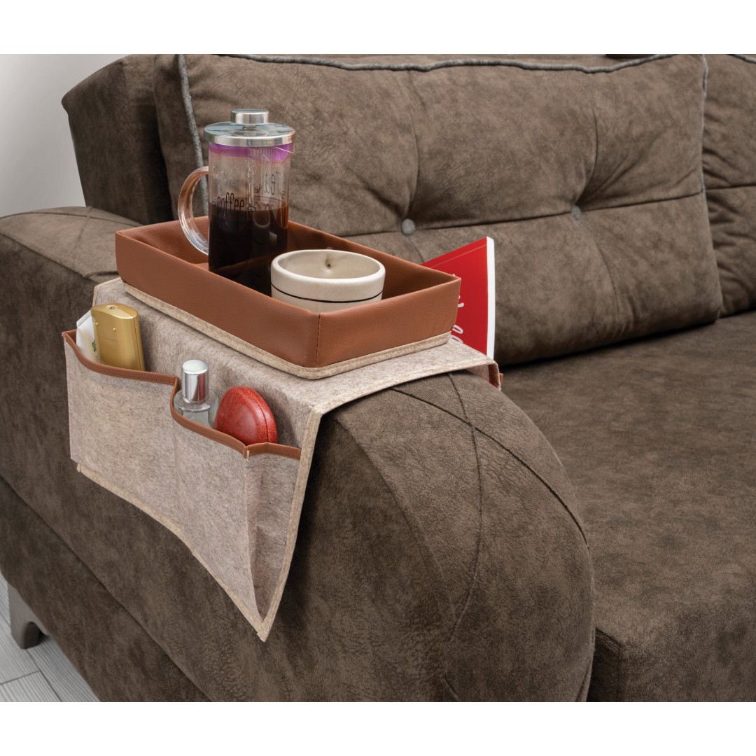 Çok Amaçlı Deri Şeritli Cepli Koltuk Kenarı Düzenleyici