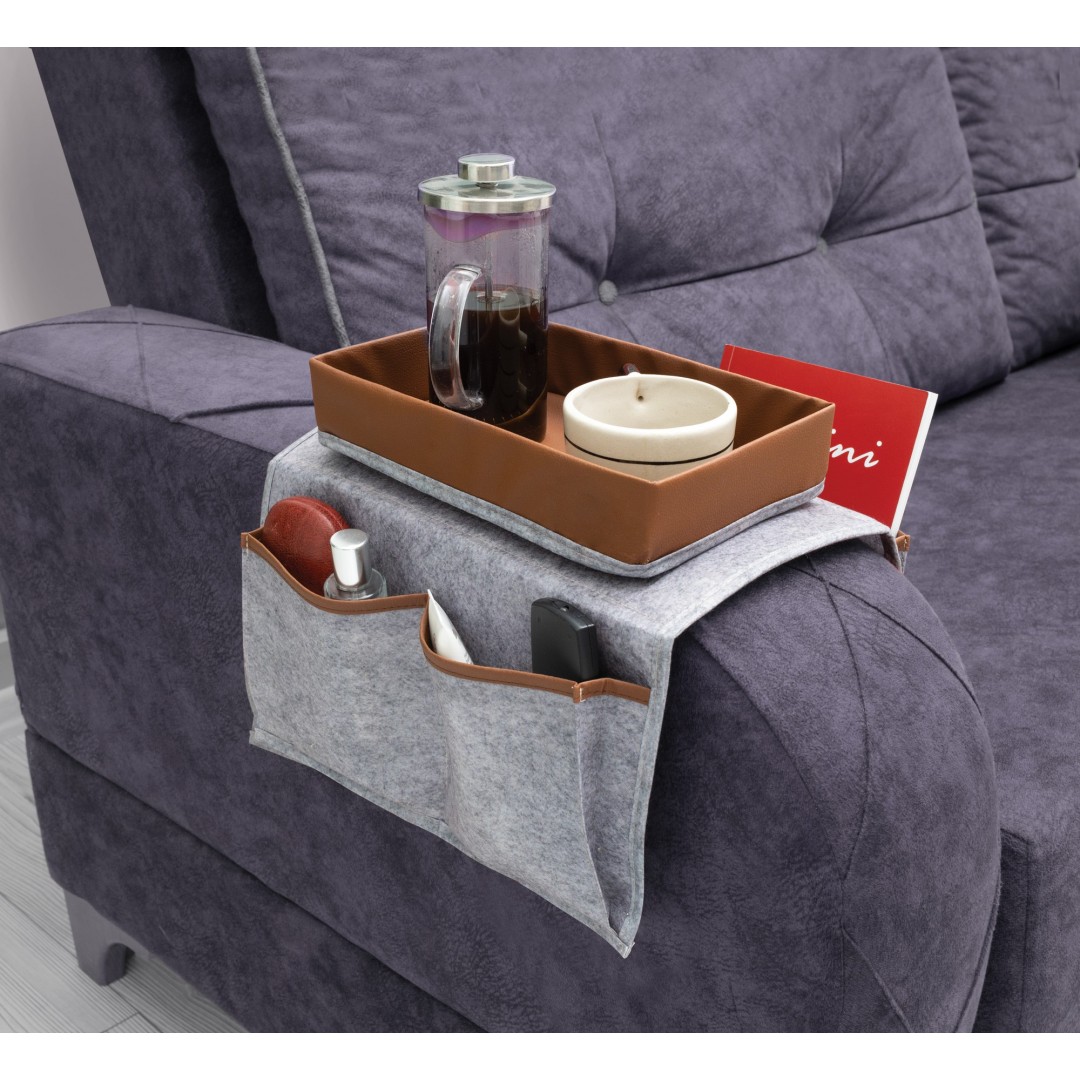 Çok Amaçlı Deri Şeritli Cepli Koltuk Kenarı Düzenleyici