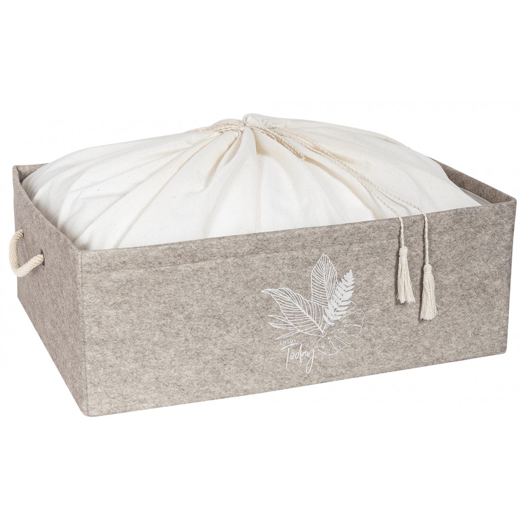 Torbalı Ve Kulplu Dolap İçi Düzenleyici Çok Amaçlı Organizer Keçe Kutu (baza Boy) - 03471