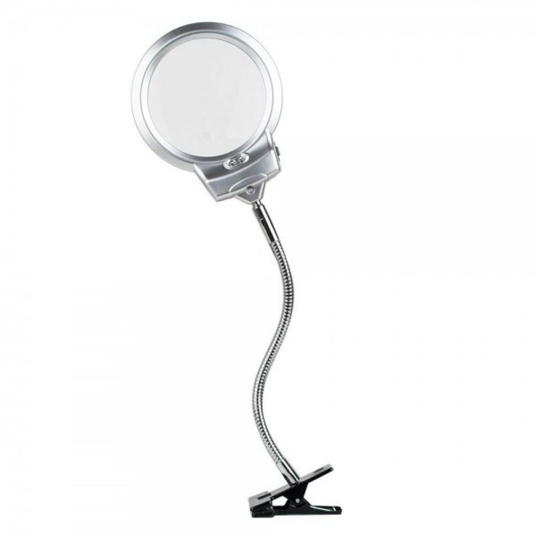 2.5x130 Mm 5x24 Mm Led Aydınlatmalı Büyüteç,masa Üstü Metal Hortum Mandallı-mg15124-c