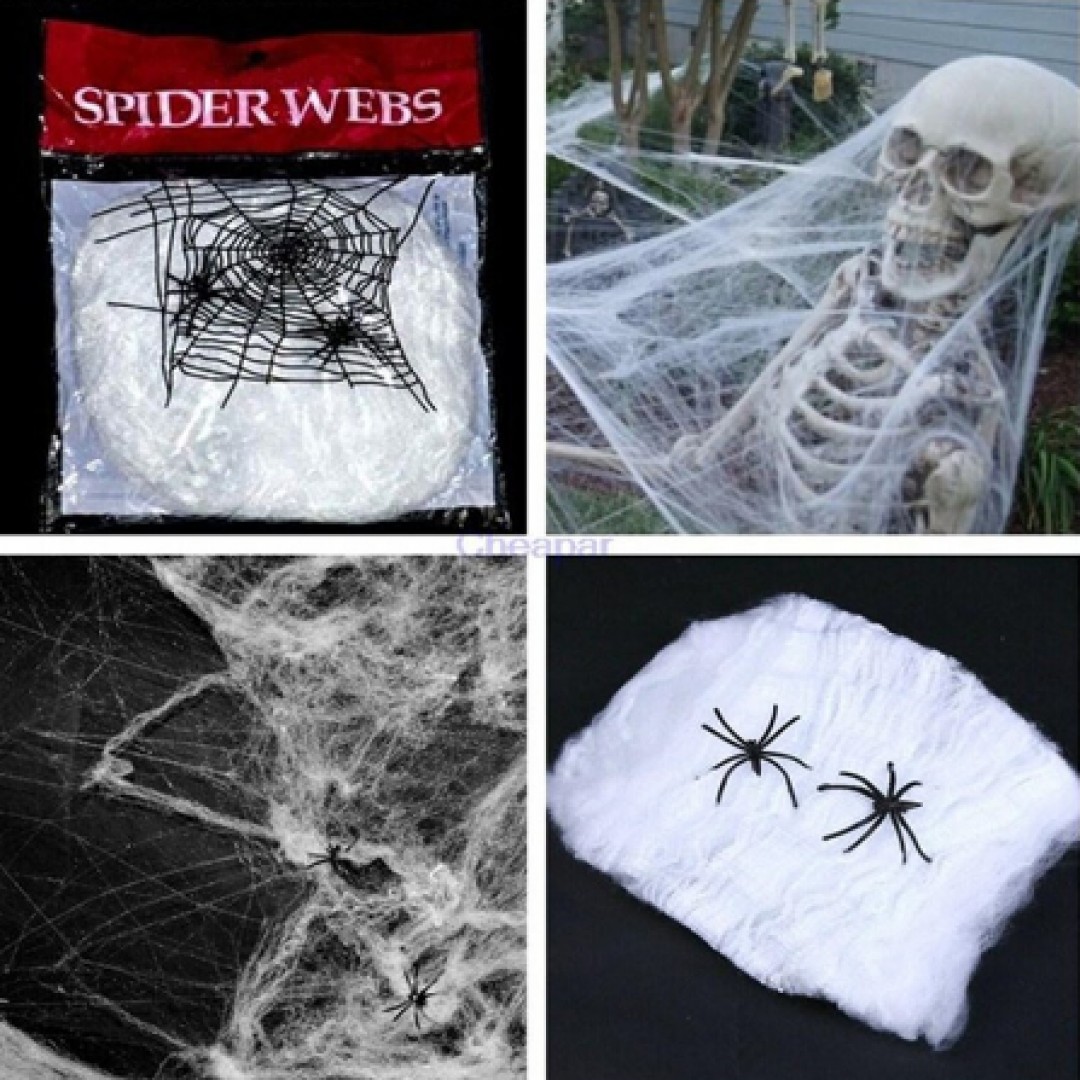 Beyaz Renk Örümcek Ağ Ve Siyah Örümcekler Seti 20 Gr