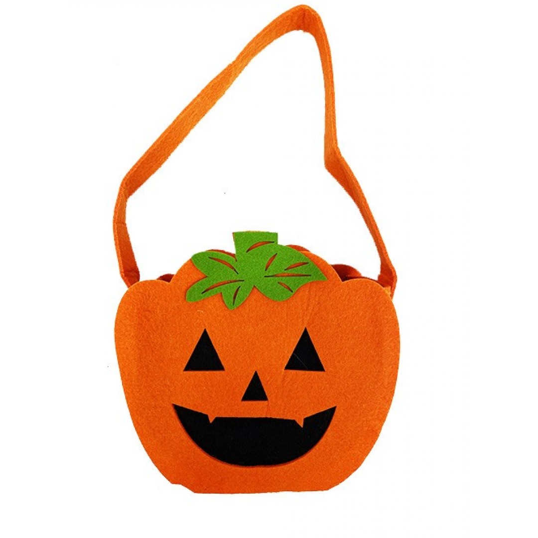 Turuncu Renk Yapraklı Balkabağı Şeker Çantası 15x12 Cm