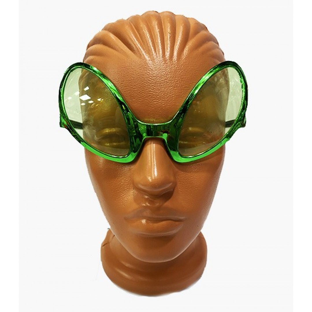 Yeşil Renk Alien Parti Gözlüğü - Retro Parti Gözlüğü 8x13 Cm
