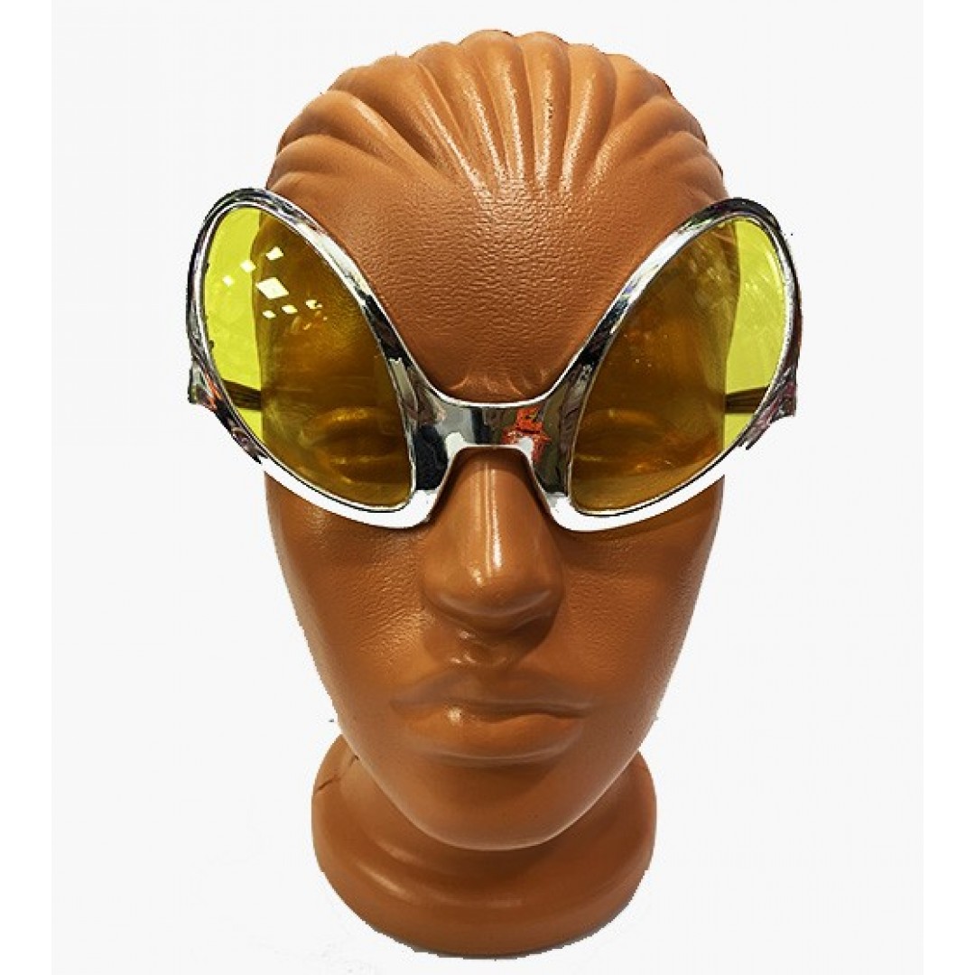 Gümüş Renk Alien Parti Gözlüğü - Retro Parti Gözlüğü 8x13 Cm