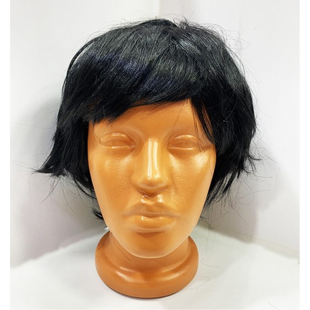 Kısa Model Düz Kesim İçi Astarlı Erkek Peruğu Siyah Renk