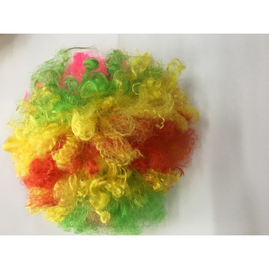 Neon Gökkuşağı Renk Kıvırcık Mega Boy Afro Bonus Peruk