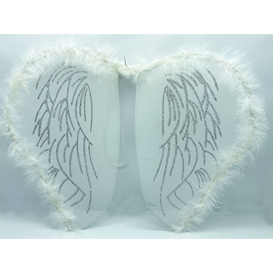 Beyaz Otrişli Beyaz Renk Çocuk Peri Kanadı-bebek Peri Kanadı 30x40 Cm