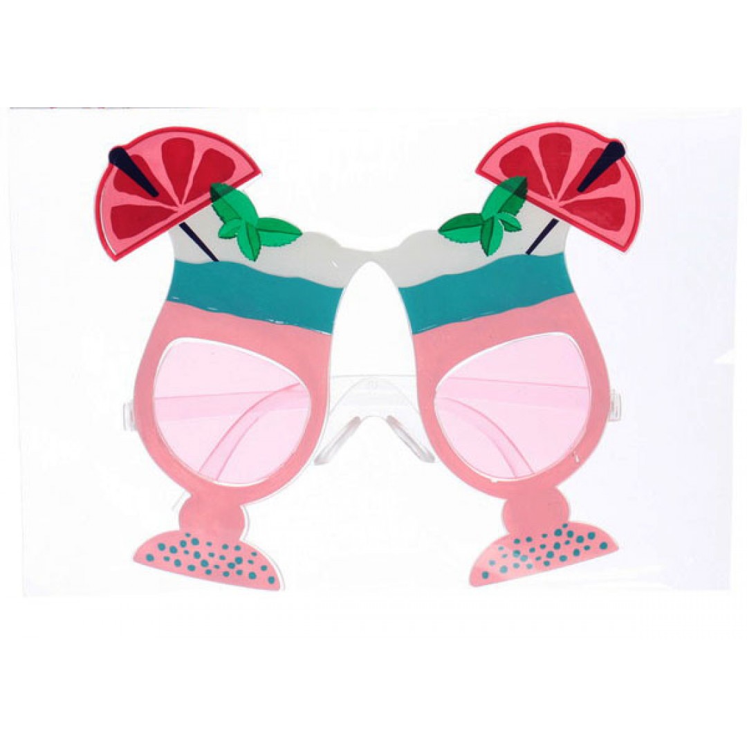 Meyve Kokteyl Temalı Pembe Parti Gözlüğü 15x12 Cm